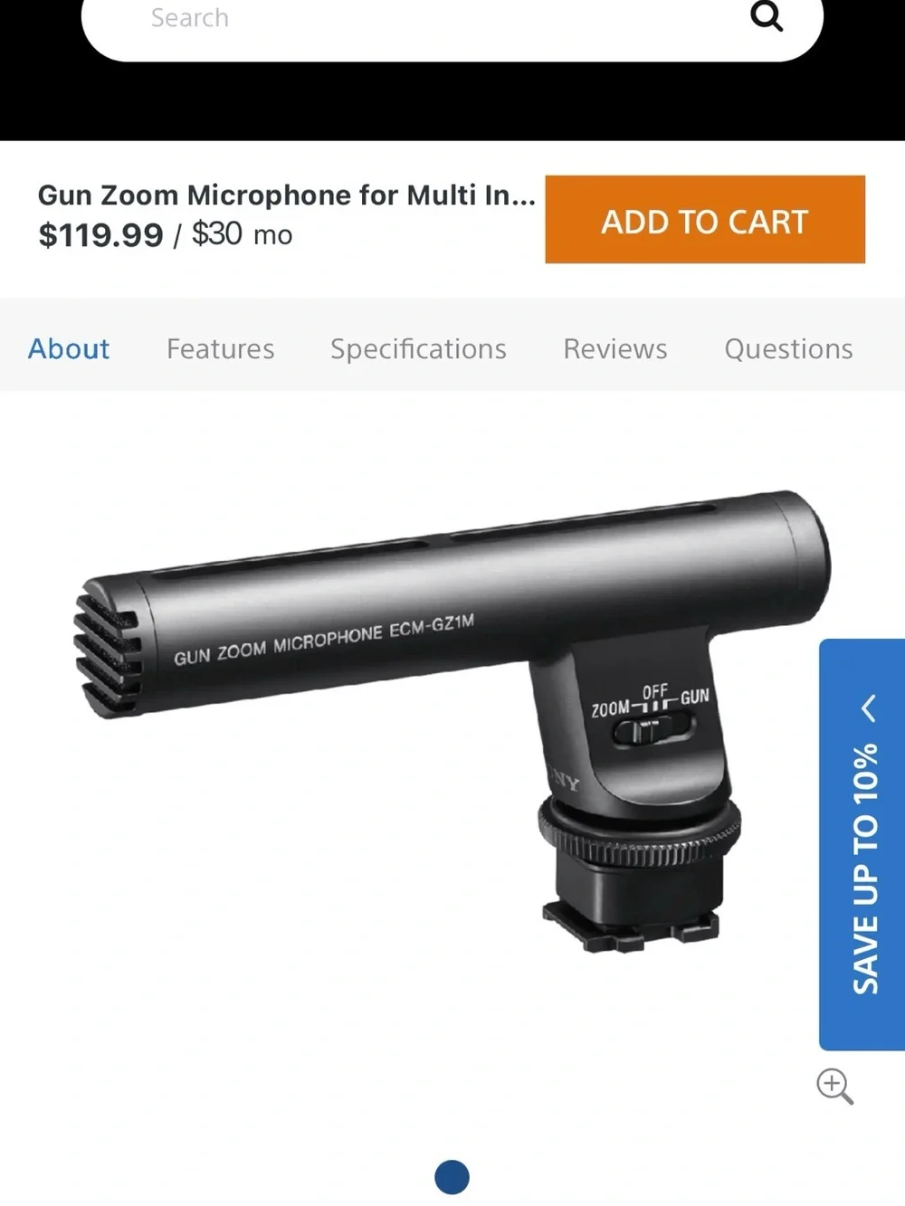 NEVER OPENED Sony Handycam Cybershot  ECM-GZ1M Gunzoom Microphone